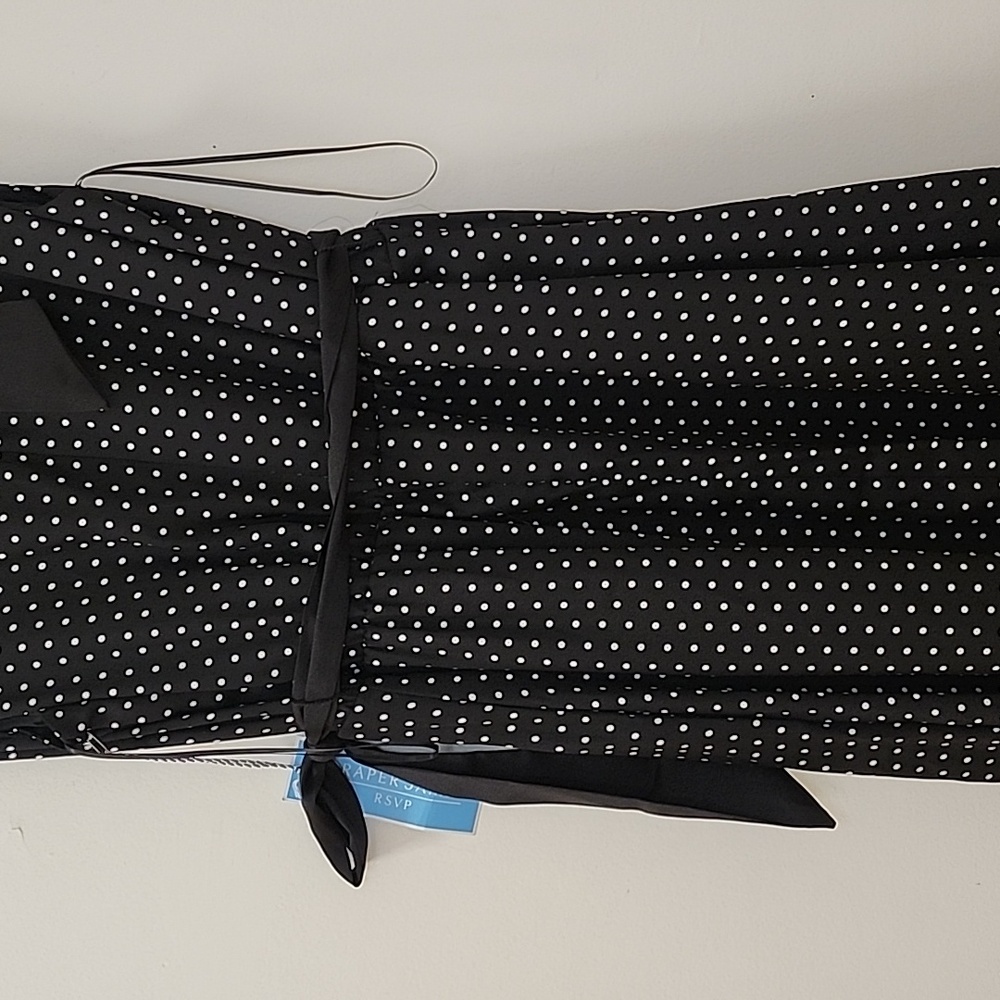 Draper james RSVP Tie Waist Maxi Dress Polca-dot Black ivory Size Large - Picture 13 of 14